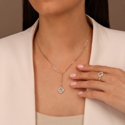 Naszyjnik z żółtego złota z diamentami (N11544 Y) - zdjęcie: 3