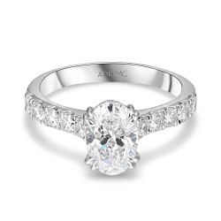 Pierścionek z białego złota z diamentem laboratoryjnym w szlifie owalnym z brylantami na szynie - 1,50 ct (R95422 W LGD 1,52ct): 14 - zdjęcie: 4