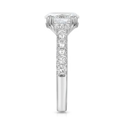 Pierścionek z białego złota z diamentem laboratoryjnym w szlifie owalnym z brylantami na szynie - 1,50 ct (R95422 W LGD 1,52ct): 14 - zdjęcie: 5