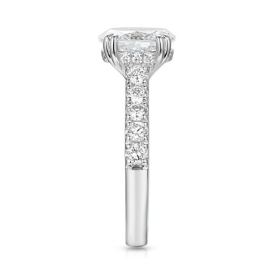 Pierścionek z białego złota z diamentem laboratoryjnym w szlifie owalnym z brylantami na szynie - 1,50 ct (R95422 W LGD 1,52ct): 14