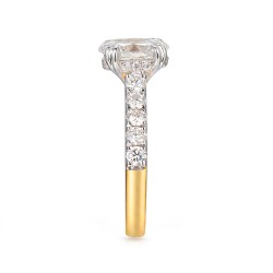 Pierścionek z dwukolorowego złota z diamentem laboratoryjnym w szlifie owalnym z brylantami na szynie - 1,50 ct (R95422 YW LGD 1,53ct): 10 - zdjęcie: 5