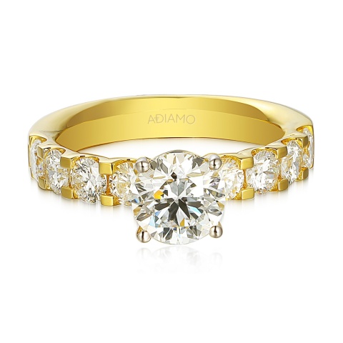 Pierścionek z żółtego złota z diamentami laboratoryjnymi (R73305 Y LGD 1,54ct)