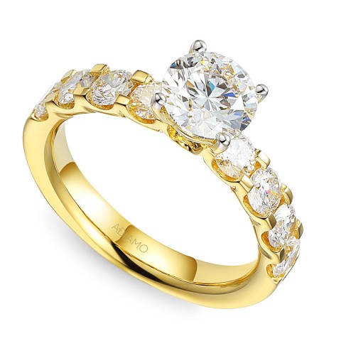 Pierścionek z żółtego złota z diamentami laboratoryjnymi (R73305 Y LGD 1,54ct)