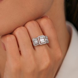 Pierścionek z żółtego złota z diamentami w szlifie bagietowym (R81586 Y): 15 - zdjęcie: 4