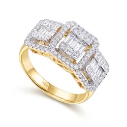 Pierścionek z żółtego złota z diamentami w szlifie bagietowym (R81586 Y): 15 - zdjęcie: 2
