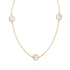 Naszyjnik z żółtego złota - koła z masą perłową - 45 cm (N11017 Y)