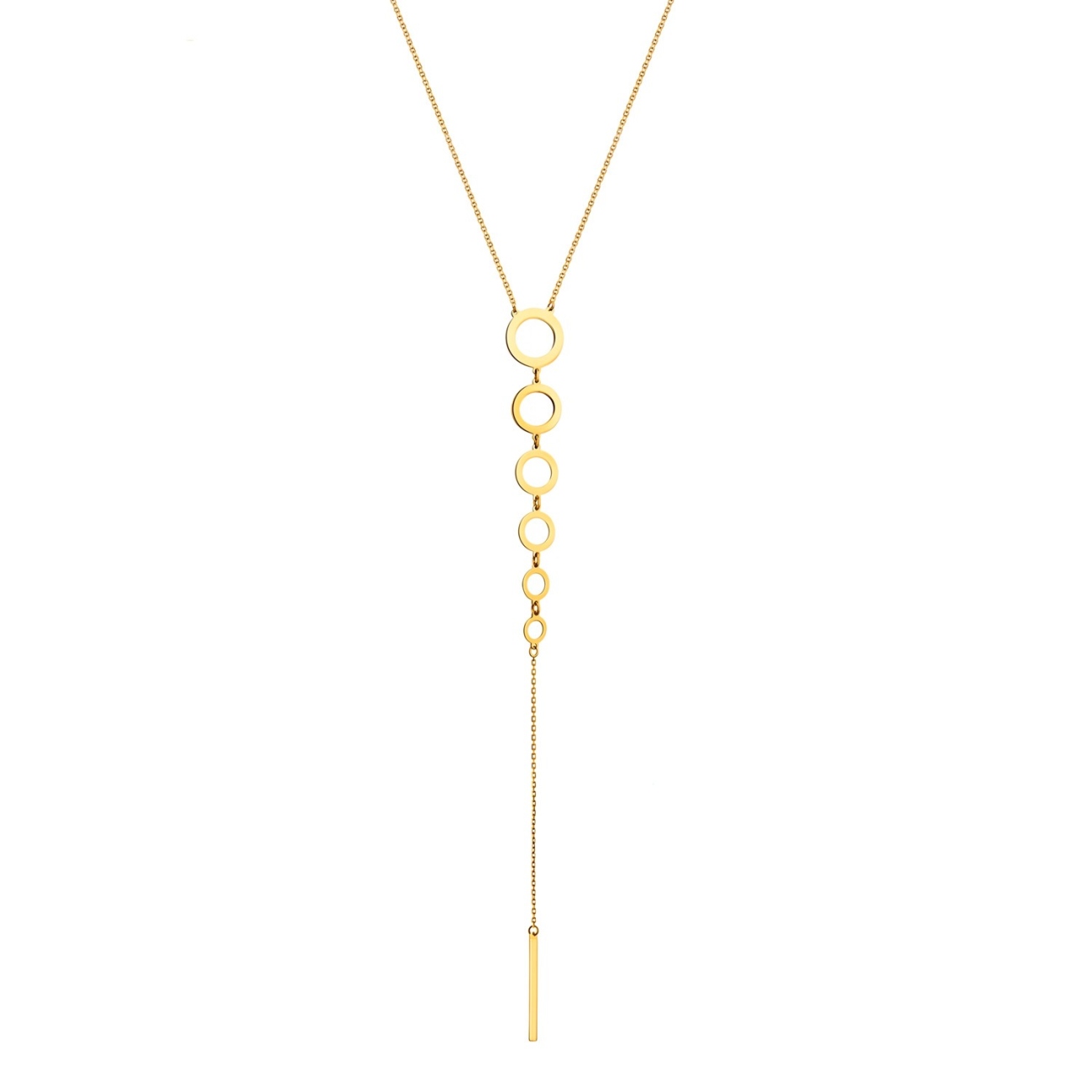 Naszyjnik krawatka z żółtego złota - 42 cm - kółka - 1,45 g (N00871 Y)