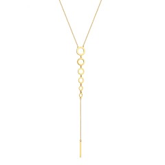 Naszyjnik krawatka z żółtego złota - 42 cm - kółka - 1,45 g (N00871 Y)