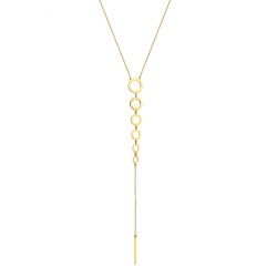 Naszyjnik krawatka z żółtego złota - 42 cm - kółka - 1,45 g (N00871 Y) - zdjęcie: 2