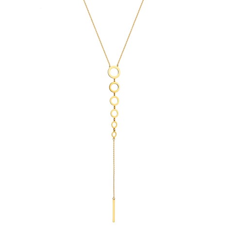 Naszyjnik krawatka z żółtego złota - 42 cm - kółka - 1,45 g (N00871 Y)