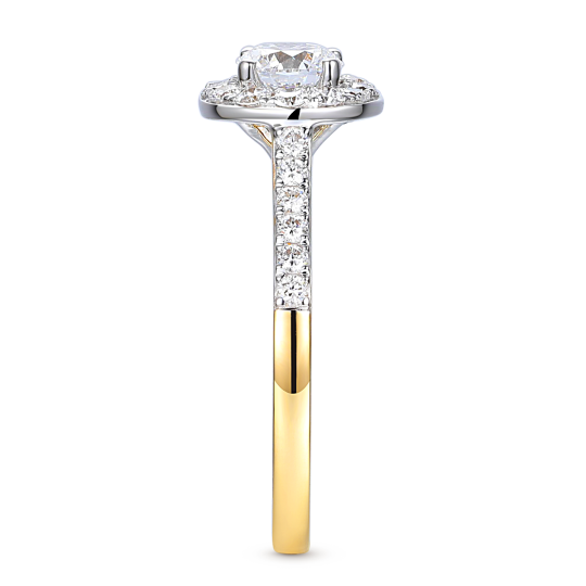 Pierścionek z dwukolorowego złota halo z diamentami - 0,50 ct (R40019 YW 0,50ct): 12