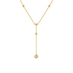 Naszyjnik z żółtego złota - długa zawieszka z diamentami - 42 cm (N07299 Y C)