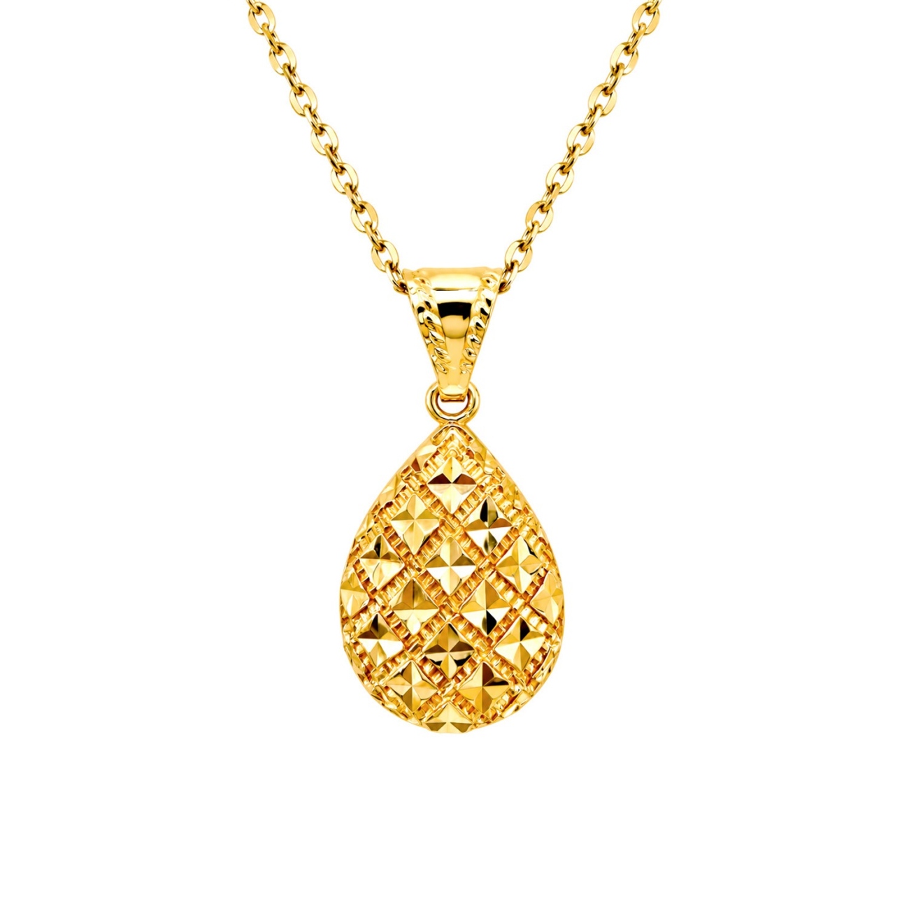 Zawieszka z żółtego złota - diamentowana łezka - (P10232 Y)
