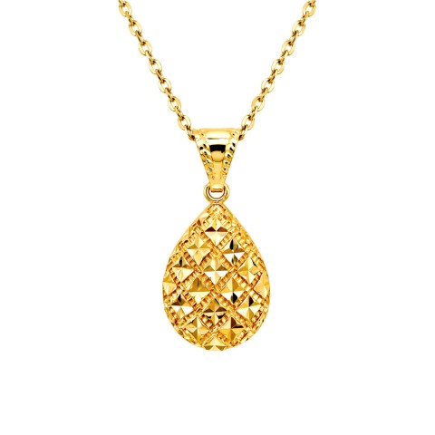 Zawieszka z żółtego złota - diamentowana łezka - (P10232 Y)