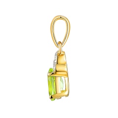 Zawieszka z żółtego złota z owalnym perydotem i diamentami (P59732 Y PT)