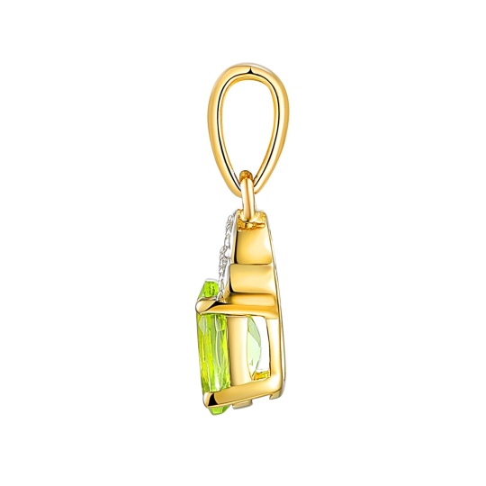 Zawieszka z żółtego złota z owalnym perydotem i diamentami (P59732 Y PT)