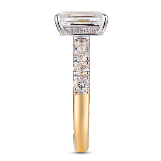 Pierścionek z diamentami laboratoryjnymi w szlifie szmaragdowym - 3,00 ct (R103639 YW LGD 3,08ct): 15