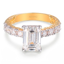 Pierścionek z diamentami laboratoryjnymi w szlifie szmaragdowym - 3,00 ct (R103639 YW LGD 3,08ct): 15 - zdjęcie: 3