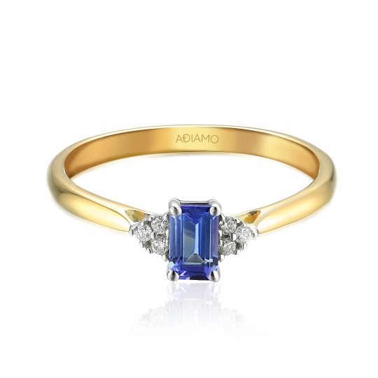Pierścionek z tanzanitem i diamentami (R88463 YW T): 13