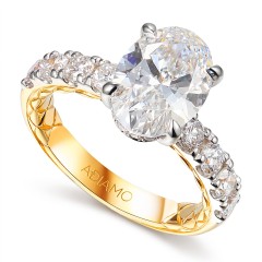 Pierścionek z diamentami laboratoryjnymi w szlifie owalnym - 3,00 ct (R103638 YW LGD 3,04ct)