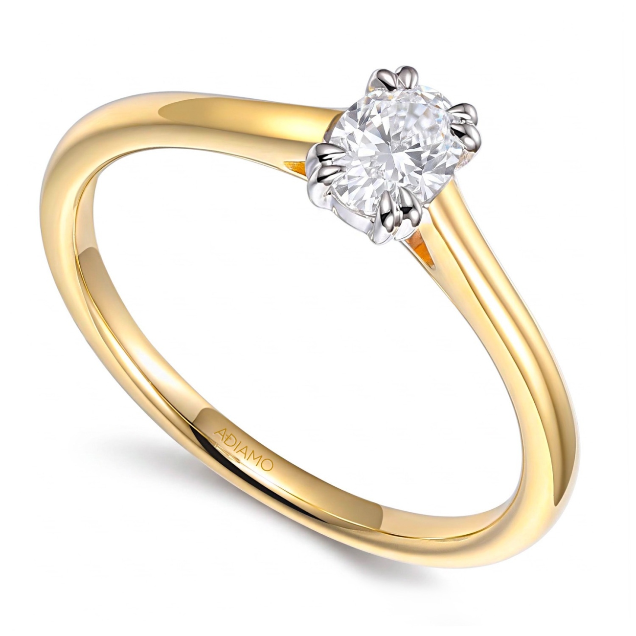 Pierścionek z diamentem laboratoryjnym w szlifie owalnym - 0,30 ct (R96118 YW LGD 0,31ct): 10