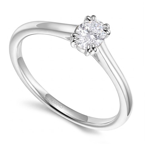 Pierścionek z białego złota z diamentem laboratoryjnym w szlifie owalnym - 0,30 ct (R96118 W LGD 0,31ct)