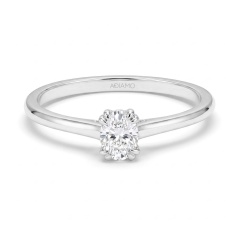 Pierścionek z białego złota z diamentem laboratoryjnym w szlifie owalnym - 0,30 ct (R96118 W LGD 0,31ct)
