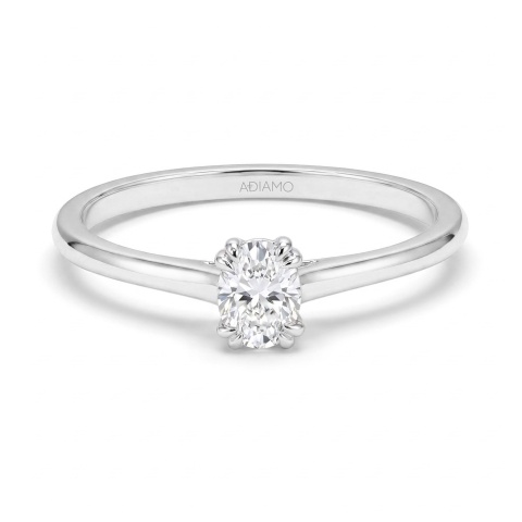 Pierścionek z białego złota z diamentem laboratoryjnym w szlifie owalnym - 0,30 ct (R96118 W LGD 0,31ct)