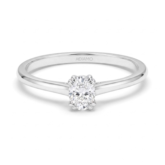 Pierścionek z białego złota z diamentem laboratoryjnym w szlifie owalnym - 0,30 ct (R96118 W LGD 0,31ct): 10