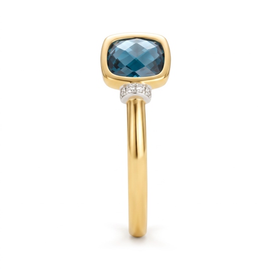 Pierścionek z london blue topazami i diamentami (R105437 Y LBT): 15