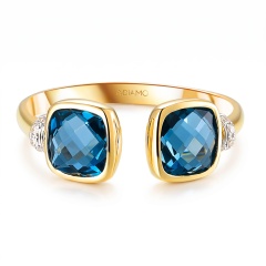 Pierścionek z london blue topazami i diamentami (R105437 Y LBT)