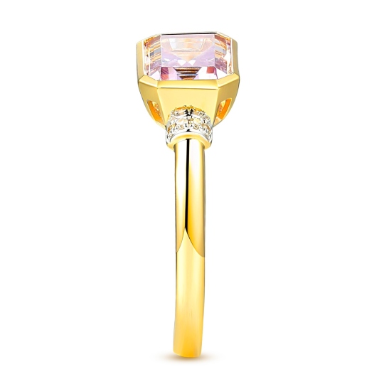 Pierścionek z różowym ametystem i niebieskim topazem w szlifach szmaragdowych z diamentami (R105436 Y PAM): 14
