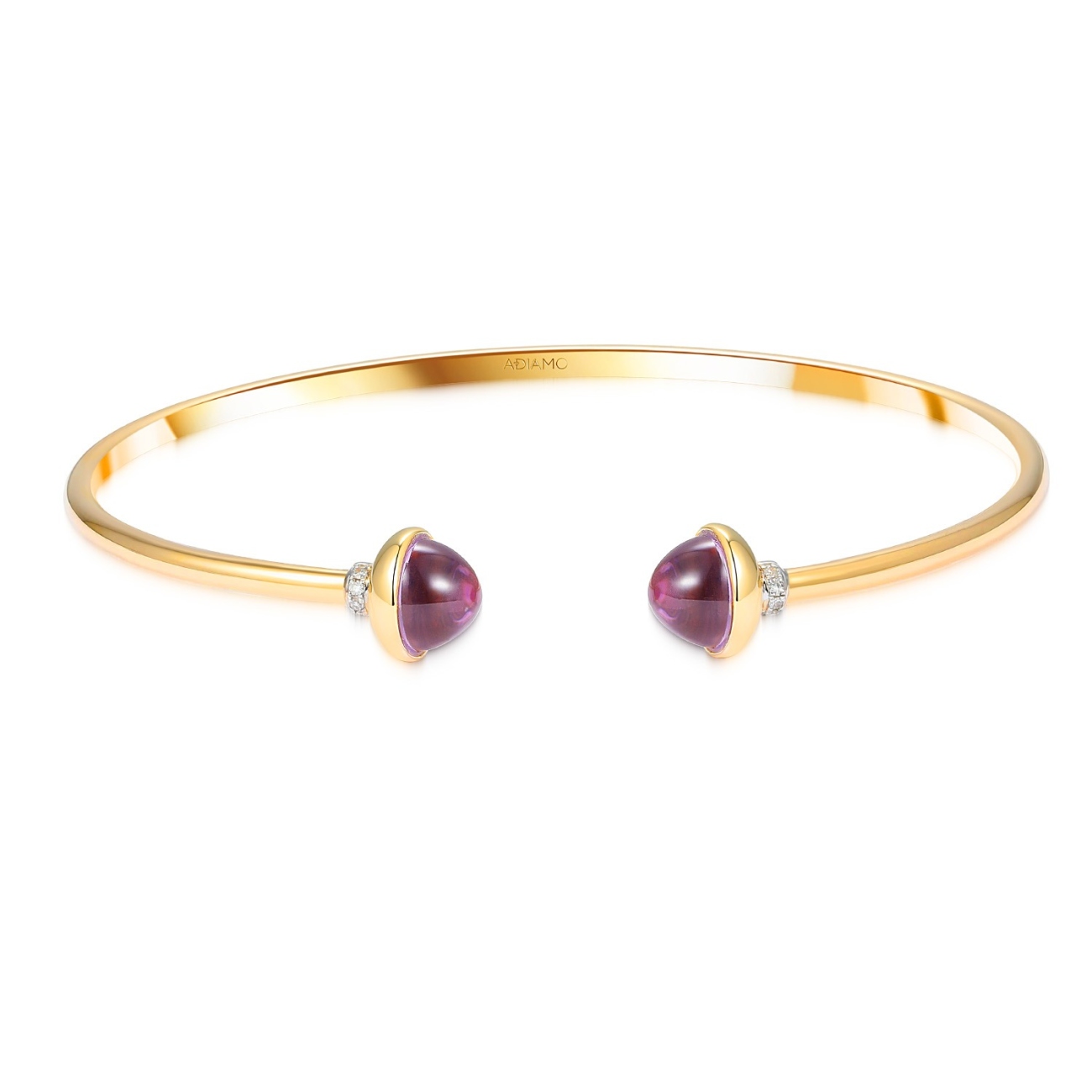 Bransoletka bangle z ametystami w szlifie kaboszonowym i diamentami (B10550 Y AM)