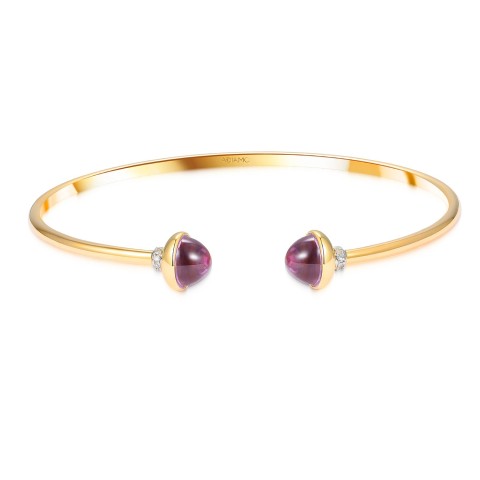 Bransoletka bangle z ametystami w szlifie kaboszonowym i diamentami (B10550 Y AM)