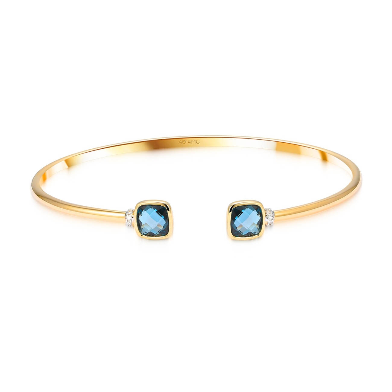 Bransoletka bangle z london blue topazami w szlifie poduszkowym i diamentami (B10551 Y LBT)