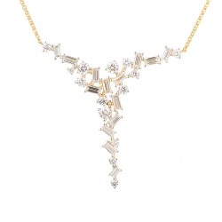 Naszyjnik z żółtego złota z diamentami laboratoryjnymi - 42 cm (N13357 Y LGD) - zdjęcie: 2