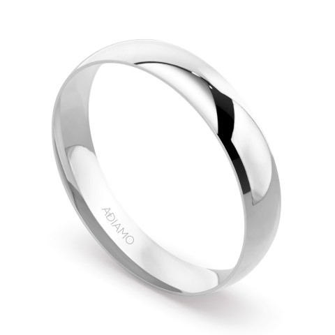 Obrączka ślubna, białe złoto, półokrągła, męska, 4,5 mm