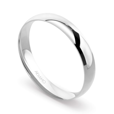 Obrączka ślubna, białe złoto, półokrągła, męska, 4 mm