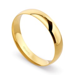 Obrączka ślubna, żółte złoto, półokrągła, męska, 4,5 mm