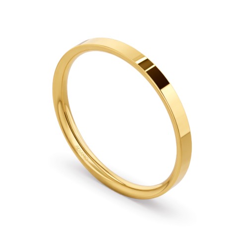 Obrączka ślubna, żółte złoto, płaska, damska, 2 mm