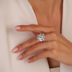 Pierścionek z dwukolorowego złota z diamentami laboratoryjnymi (R104071 YW LGD 4,19ct): 16 - zdjęcie: 3