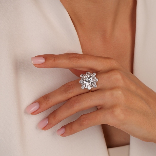 Pierścionek z dwukolorowego złota z diamentami laboratoryjnymi (R104071 YW LGD 4,19ct): 16
