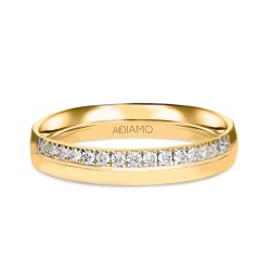 Obrączka z żółtego złota z diamentami laboratoryjnymi - 3,5 mm - 0,16 ct (R73457 Y LGD): 10 - zdjęcie: 2