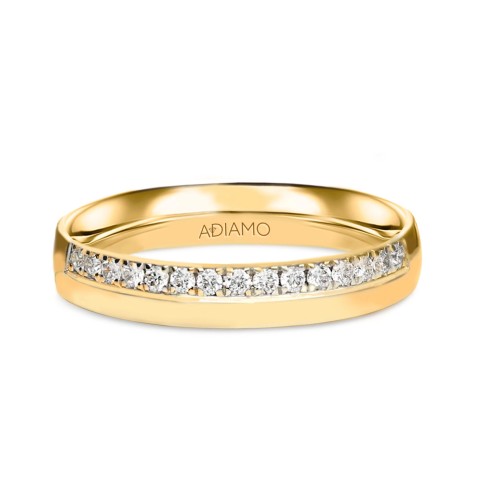 Obrączka z żółtego złota z diamentami laboratoryjnymi - 3,5 mm - 0,16 ct (R73457 Y LGD)