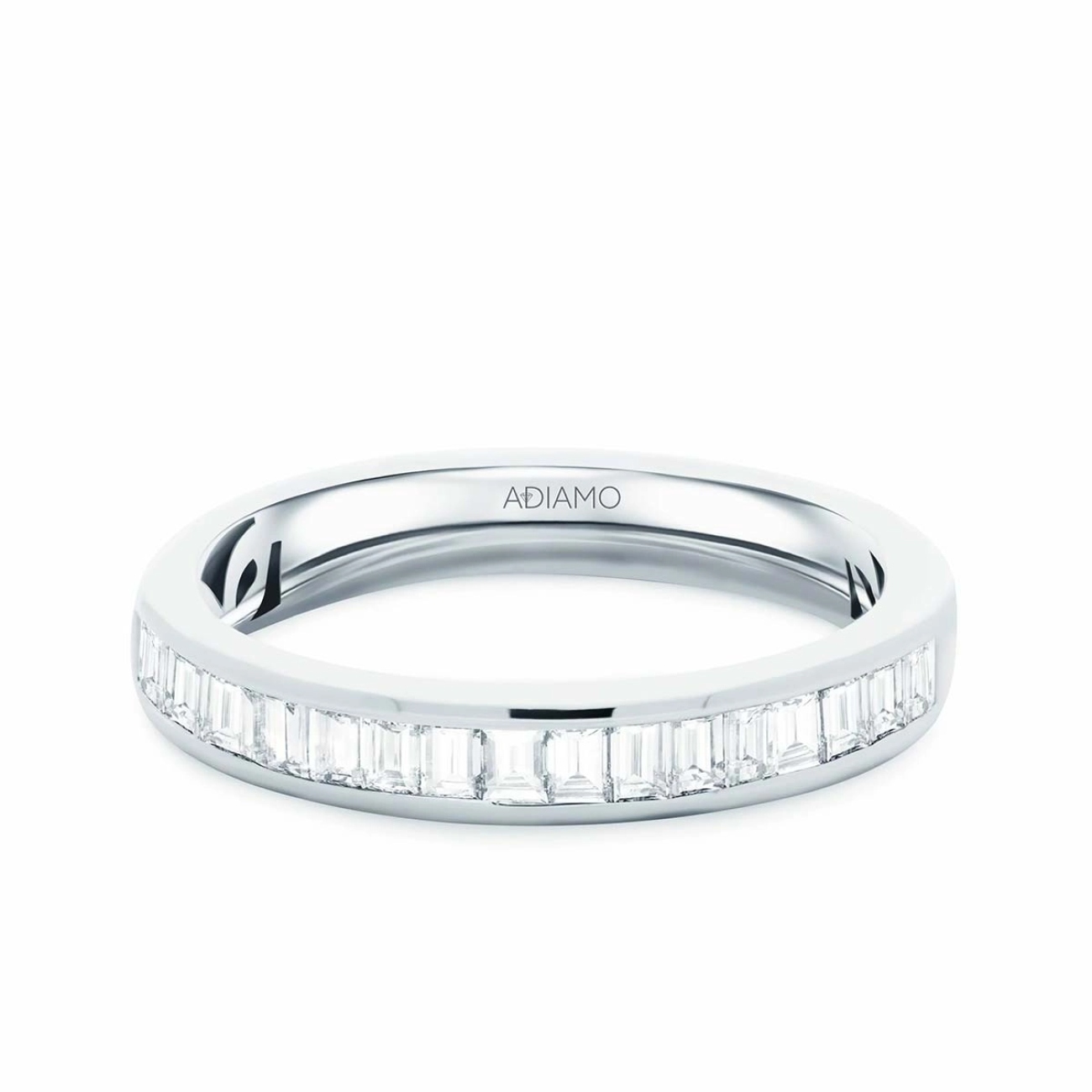Obrączka ślubna z białego złota z diamentami laboratoryjnymi w szlifie bagietowym, 3,4 mm - 0,45ct (O-R65388 W LGD): 10