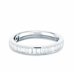 Obrączka ślubna z białego złota z diamentami laboratoryjnymi w szlifie bagietowym, 3,4 mm - 0,45ct (O-R65388 W LGD)