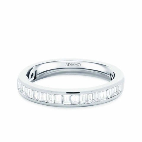Obrączka ślubna z białego złota z diamentami laboratoryjnymi w szlifie bagietowym, 3,4 mm - 0,45ct (O-R65388 W LGD)