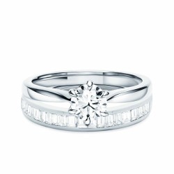 Obrączka ślubna z białego złota z diamentami laboratoryjnymi w szlifie bagietowym, 3,4 mm - 0,45ct (O-R65388 W LGD): 10 - zdjęcie: 3