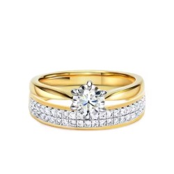 Obrączka ślubna, dwukolorowe złoto, diamenty laboratoryjne - 4 mm - 0,29ct (O-R47176 YW LGD): 10 - zdjęcie: 4