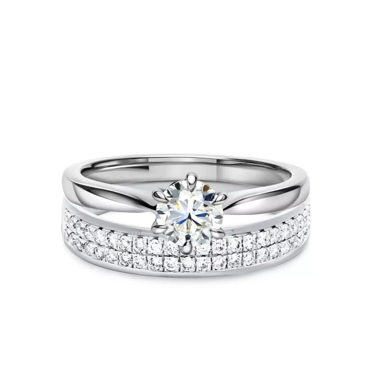 Obrączka ślubna, białe złoto, diamenty laboratoryjne - 4 mm - 0,29ct (O-R47176 W LGD): 10